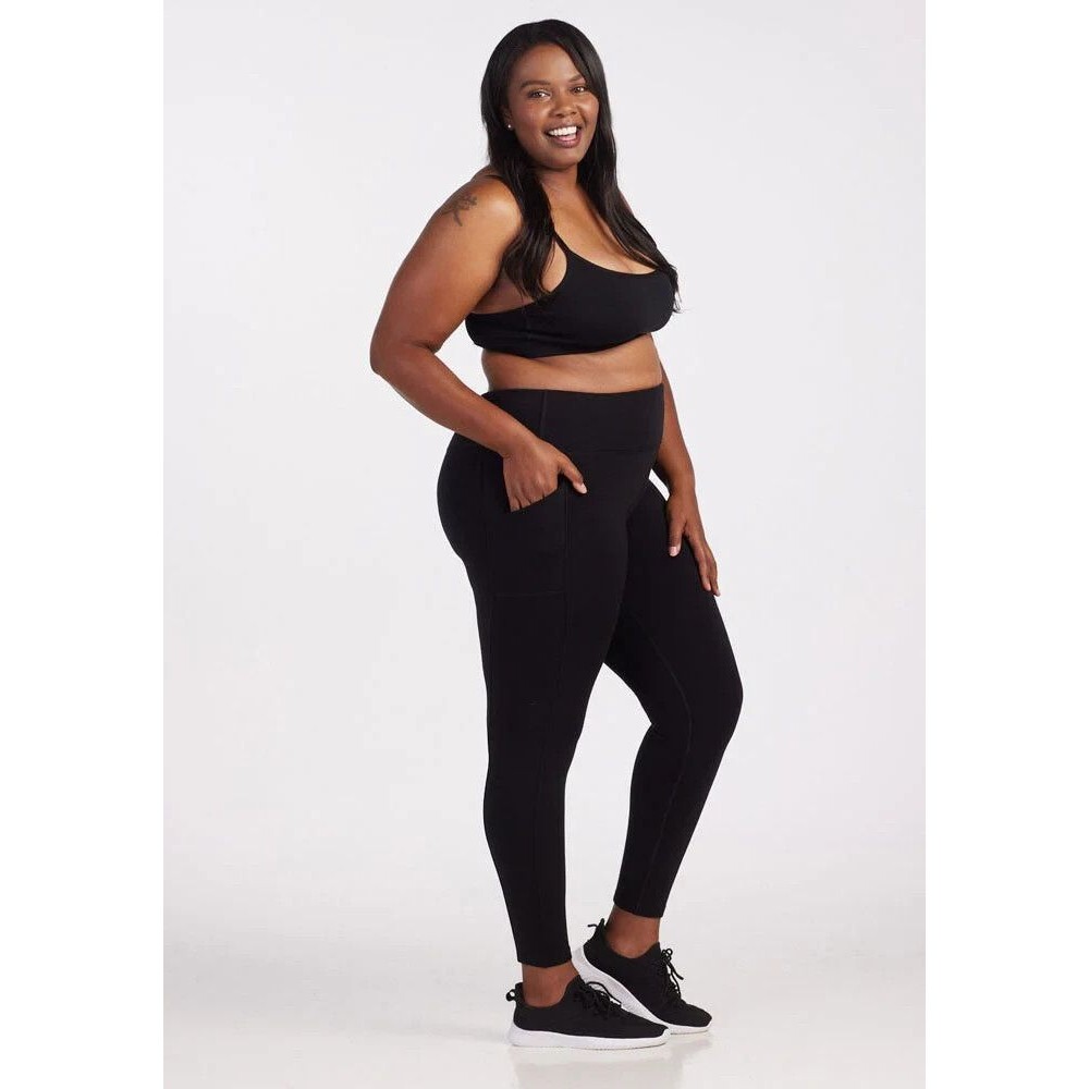 Woolx Piper Merino Wool Leggings Black Plus Size 3X Side Pockets Activewear